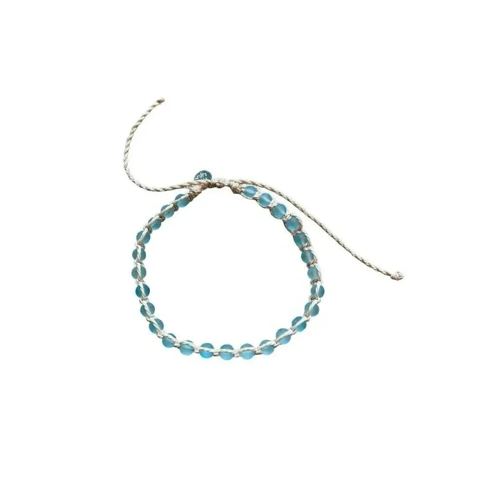 Natural Stone Glass Beach Beaded Stretch Macrame Set 2 Bracelets Crystal Shell - Picture 4 of 6